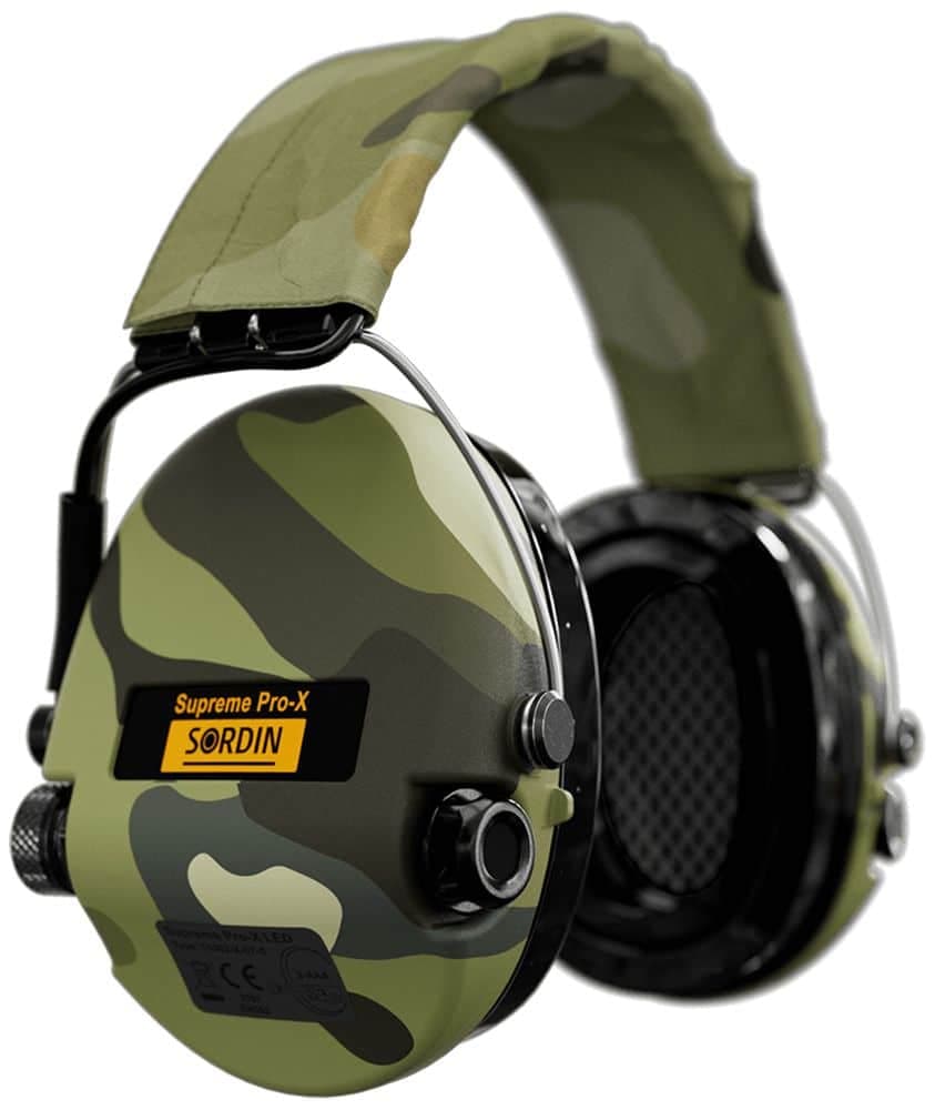 Sordin Supreme Pro-X aktív kapszulás hallásvédelem - LED - EN 352 - Camo ruhapánttal, gélpárnával