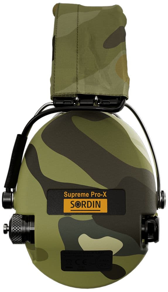 Sordin Supreme Pro-X aktív kapszulás hallásvédelem - LED - EN 352 - Camo ruhapánttal, gélpárnával