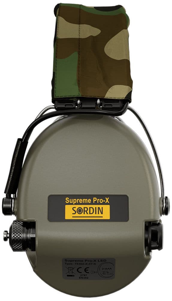 Sordin Supreme Pro-X aktív kapszulás hallásvédelem - LED - EN 352 - Camo ruhapánttal, gélpárnával