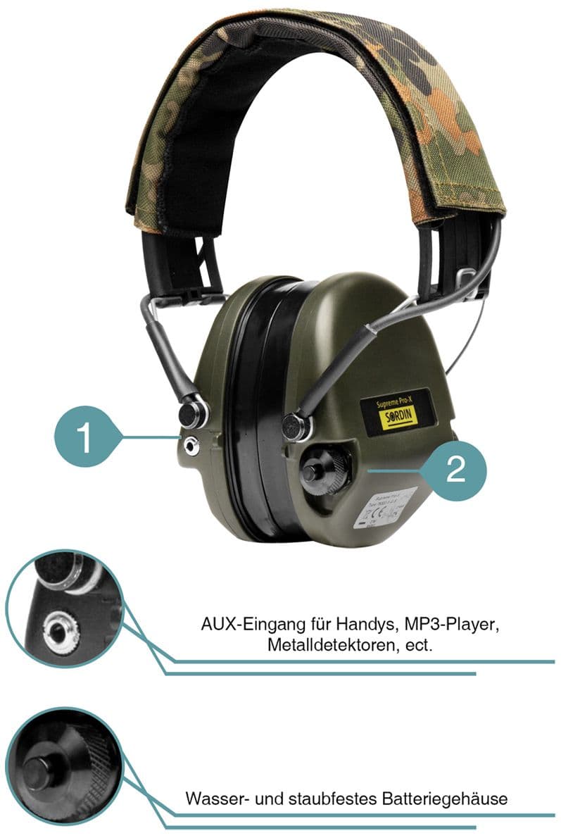 Sordin Supreme Pro-X (ACE Edition) Aktív fülvédő - Elektronikus hallásvédő - EN 352 - SNR: 25 dB