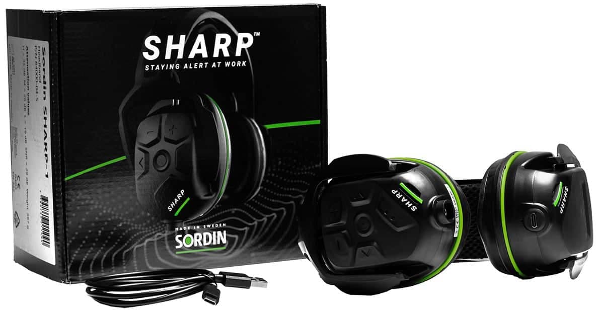 Sordin Sharp Aktiver kapszulás Hallásvédő Bluetooth-al és habpárnával EN 352 - SNR: 29 dB
