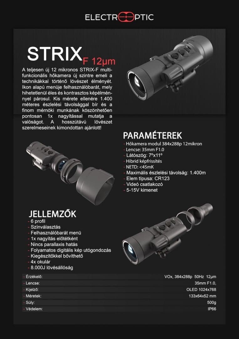 Electrooptic STRIX-F 12 mikronos hőkamera előtét akár 400 méter fölé...