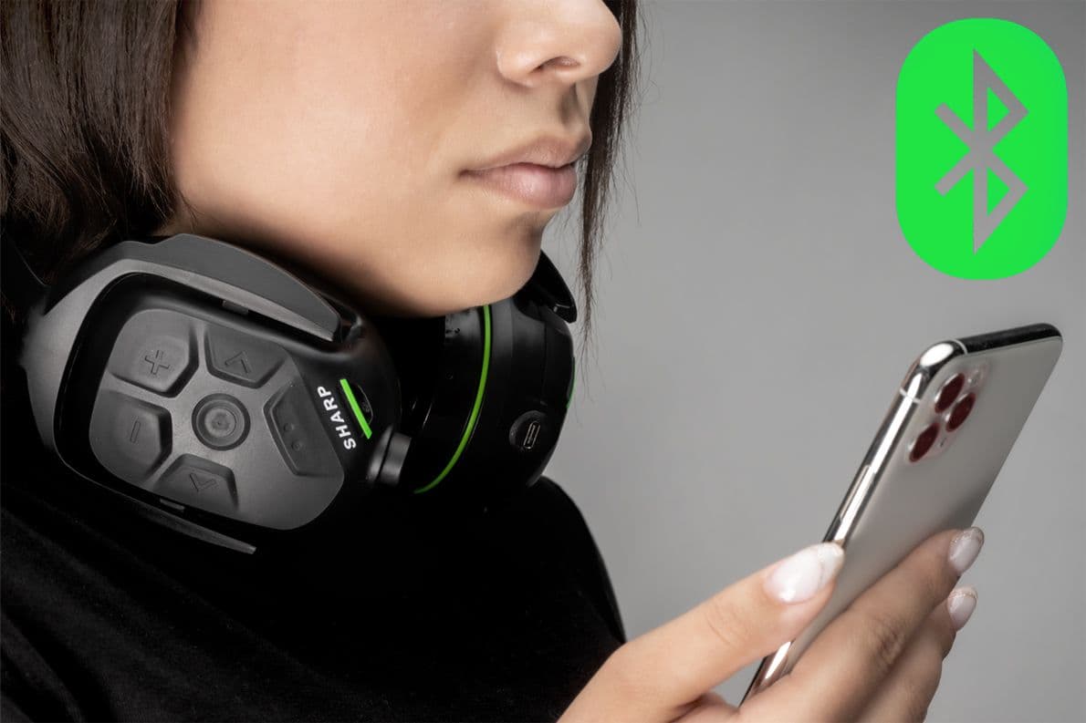 Sordin Sharp Aktiver kapszulás Hallásvédő Bluetooth-al és gépárnával EN 352 - SNR: 29 dB