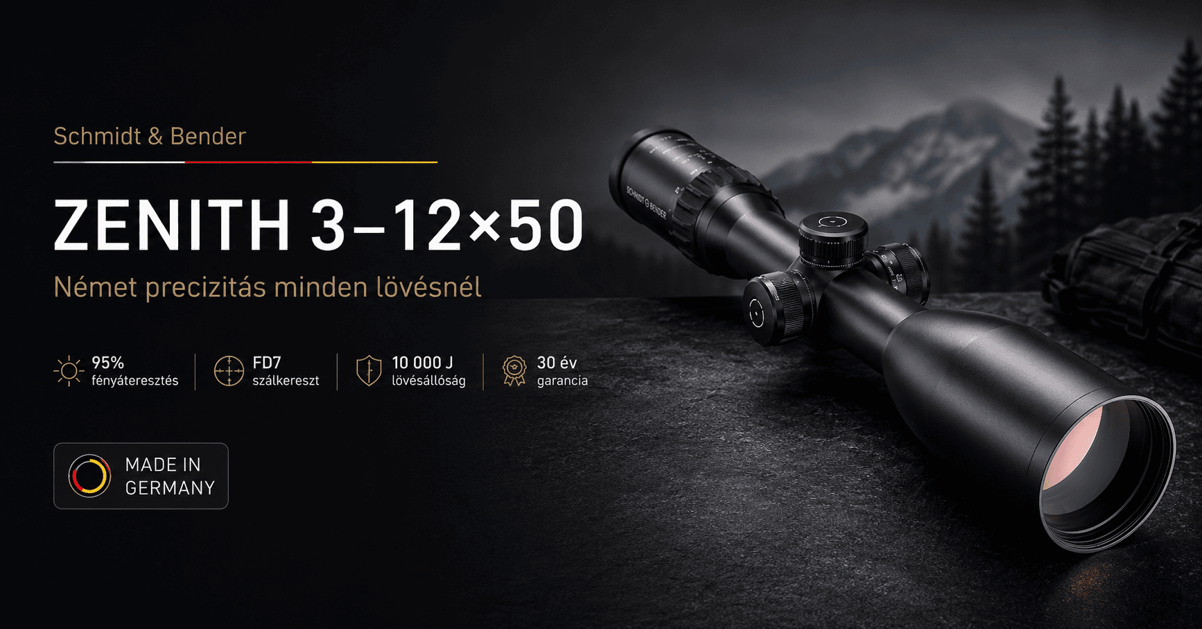 Schmidt Bender Zenith 3-12x50 céltávcső FD7 Made in Germany