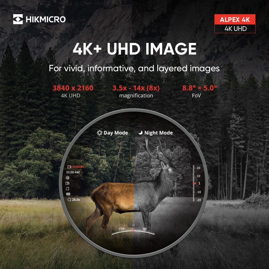 Hikmicro Alpex A50E 4K Digitális Éjjellátó Céltávcső: Innováció a Vadászatban