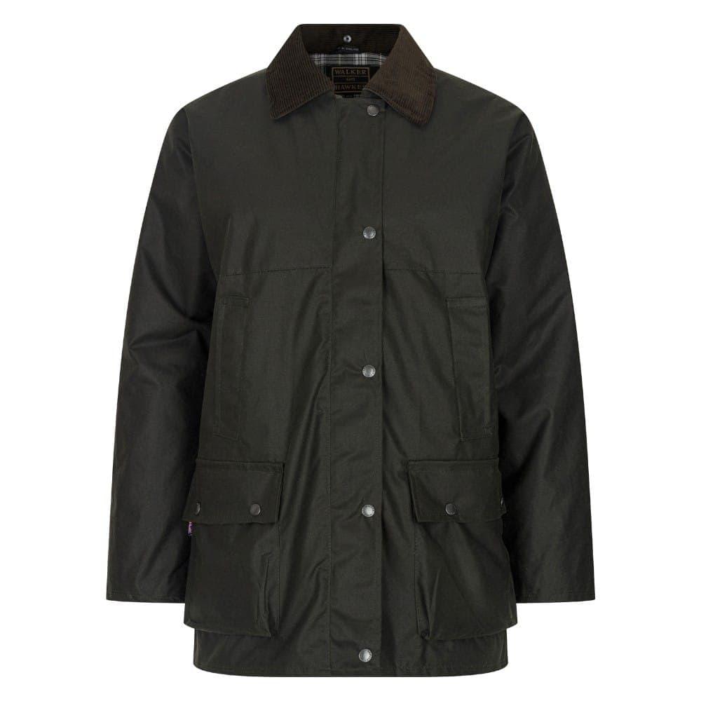 Walker and Hawkes Női Waxos Bélelt Kirkstall Kabát Olive