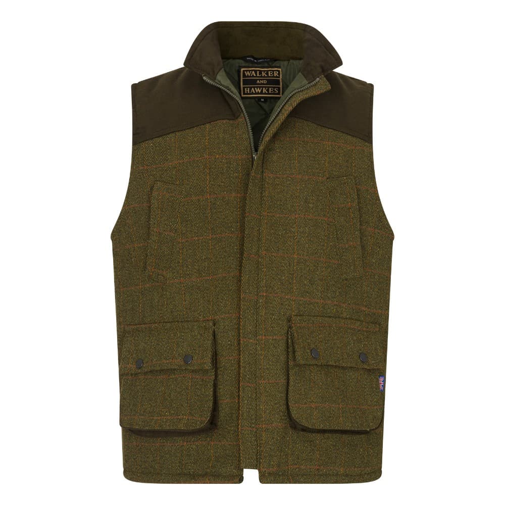 Walker and Hawkes Férfi Derby Tweed Warrington Elegáns Mellény – Anglia Kifinomultsága Sötét/dark sage