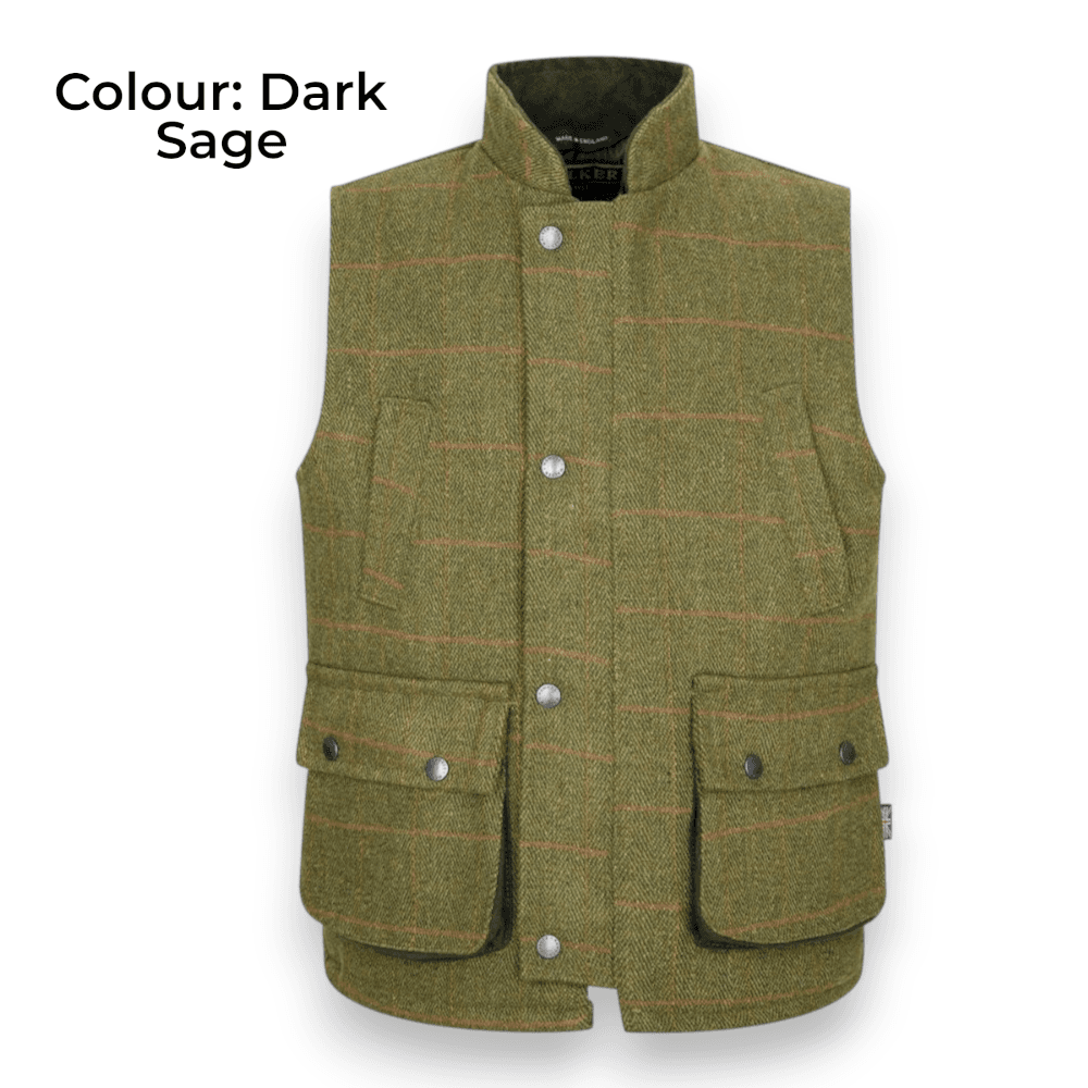 Walker & Hawkes Children’s Derby Tweed Greyson Shooting Gilet – Strapabíró tweed mellény gyerekeknek