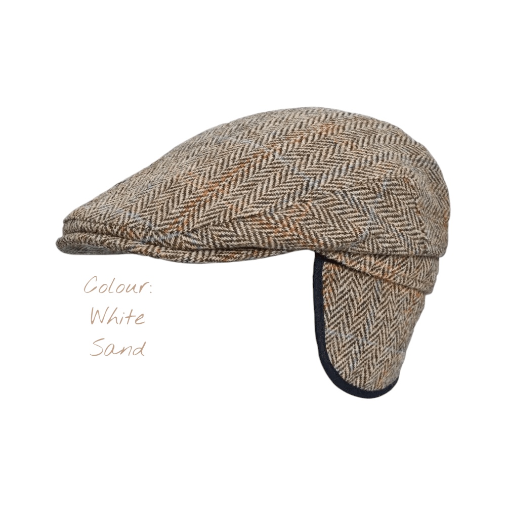Walker & Hawkes – Edward Harris Tweed Flat Cap fülvédővel