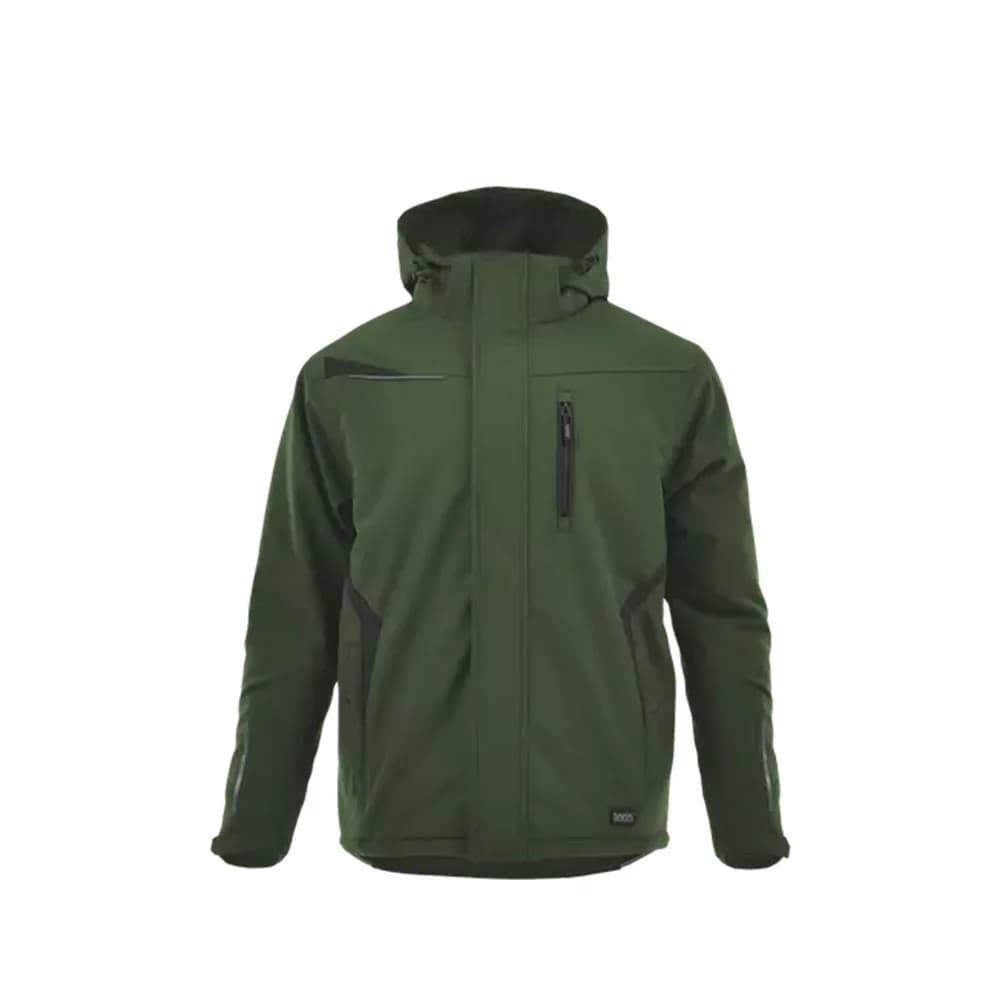 Sara Comfort Winter bélelt softshell hosszú kabát olíva zöld – fekete