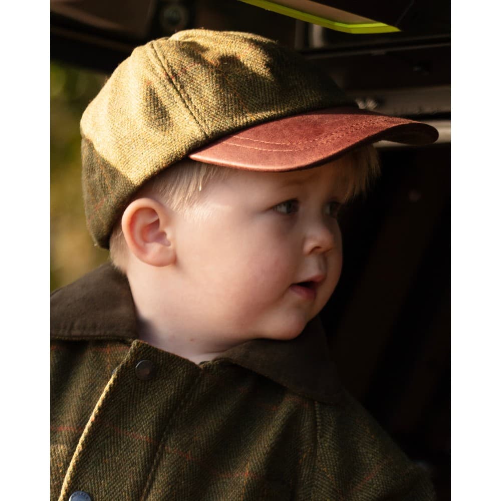 Walker & Hawkes Gyerek Benford Derby Tweed Baseball Sapka bőr karimával