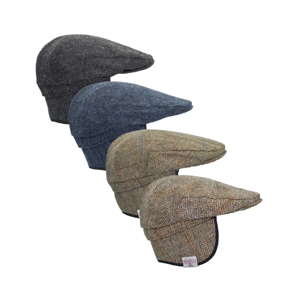 Walker & Hawkes – Edward Harris Tweed Flat Cap fülvédővel