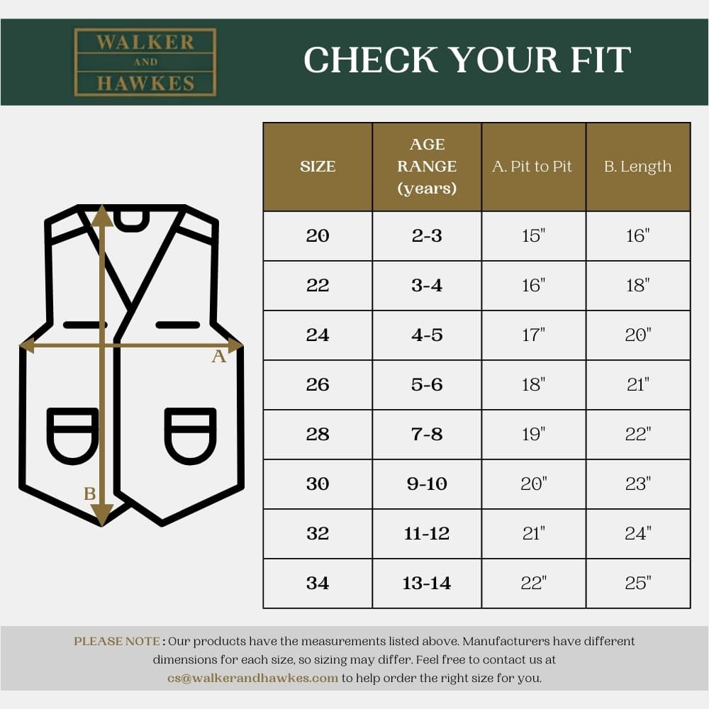 Walker & Hawkes Children’s Derby Tweed Greyson Shooting Gilet – Strapabíró tweed mellény gyerekeknek